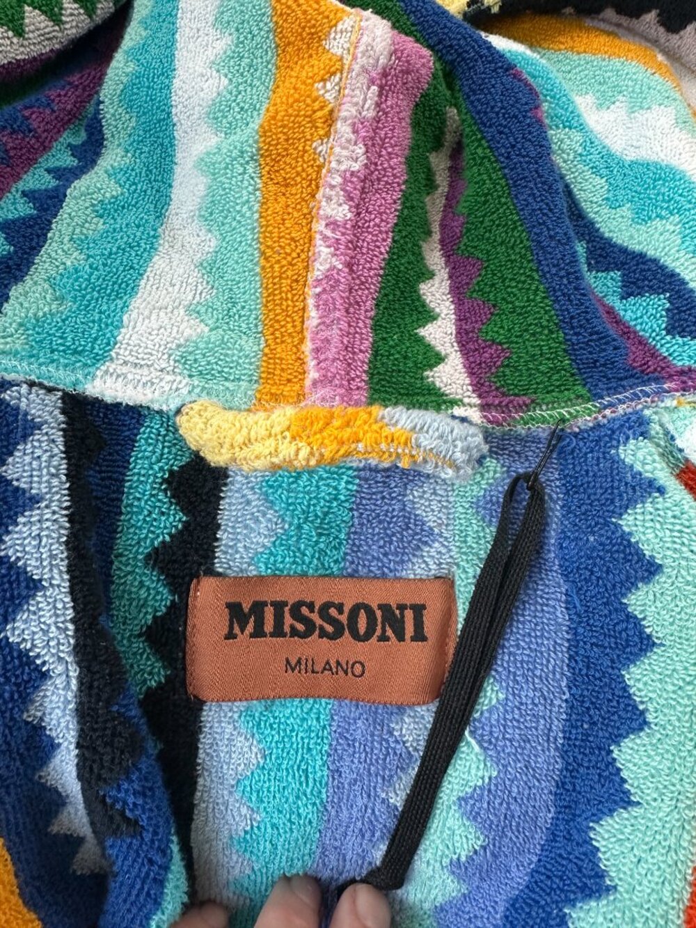 Missoni Multicolor Zigzag Hooded Terry Hooded Robe Short Medium - Picture 9 of 11